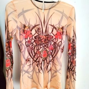 S Twelve long sleeved sheer Tattoo Shirt